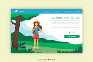 Free vector outdoor activities landing page template