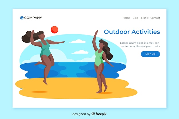 Free vector outdoor activities landing page template