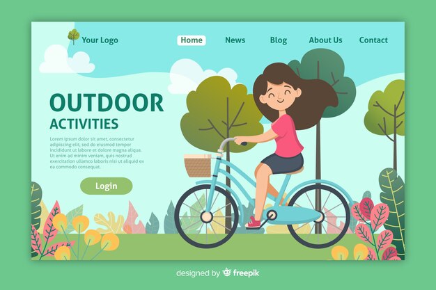 野外活動のランディングページテンプレート