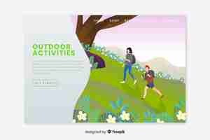 Free vector outdoor activities landing page template