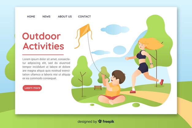 Outdoor activities landing page