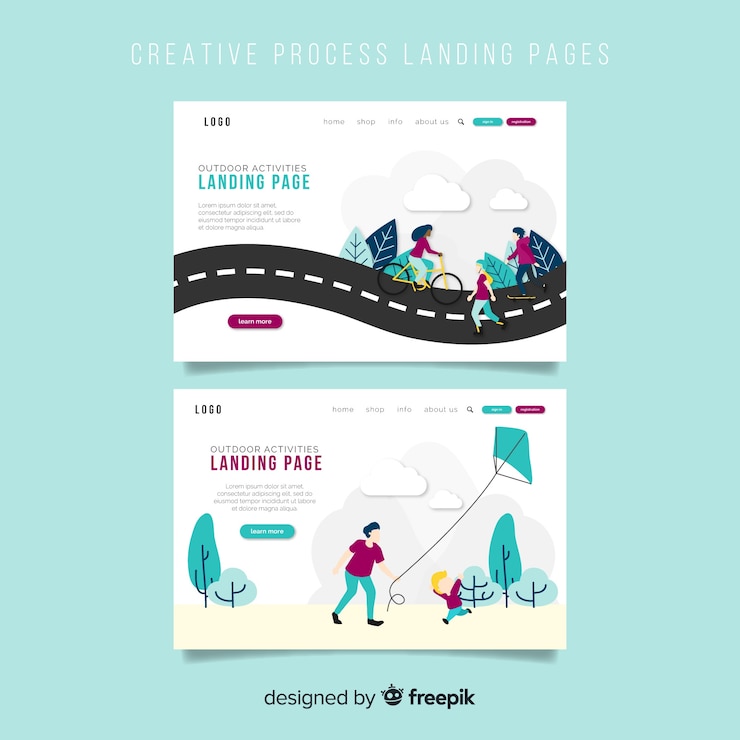 Free Vector outdoor activities landing page