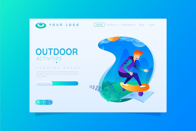 Outdoor activities landing pages