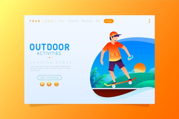 Outdoor activities landing pages