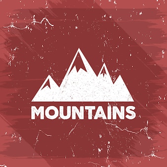 Открытый приключений логотип с ретро горы.