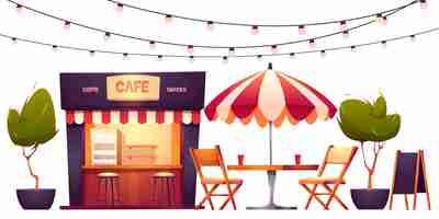 Free vector outdoor cafe, summer booth in park, street food