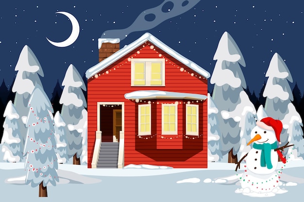 Outdoor christmas house at night scene