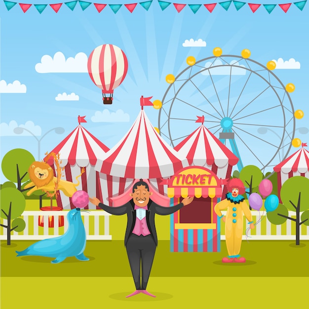 Free vector outdoor circus composition