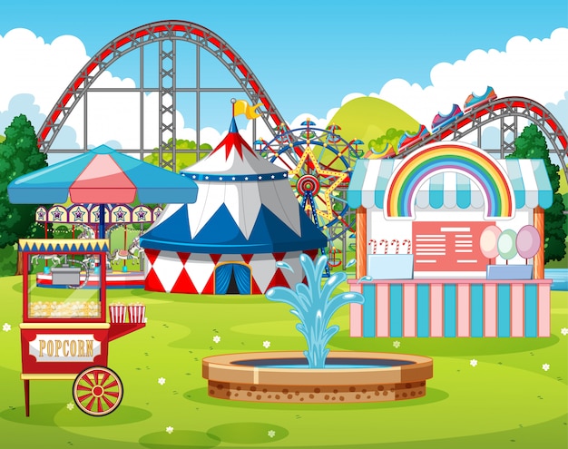 Free vector an outdoor funfair scene