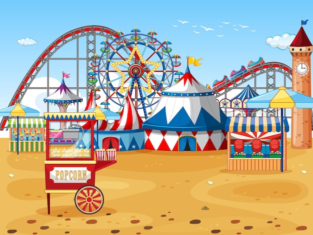 Free vector an outdoor funfair scene