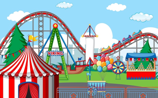 Free vector an outdoor funfair scene