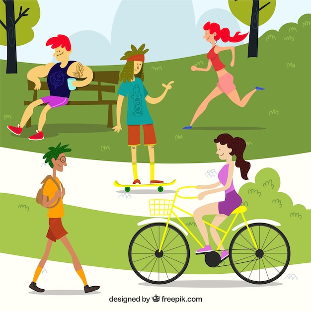 Outdoor leisure activities concept with flat design