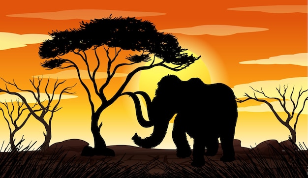 Free Vector outdoor nature silhouette sunset scene