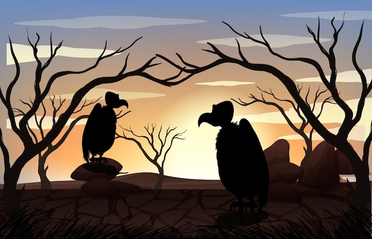 Free Vector outdoor nature silhouette sunset scene