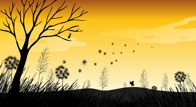 Outdoor nature silhouette sunset scene