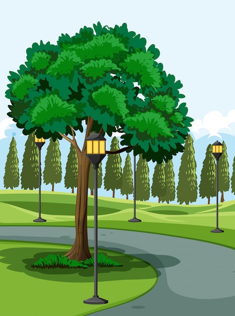 Free vector outdoor park illustrated scene