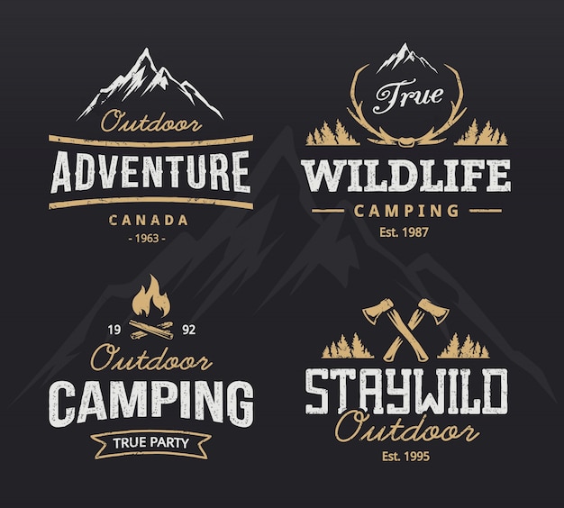 Free vector outdoor retro emblems