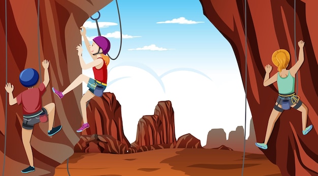 Outdoor rock climbing scene