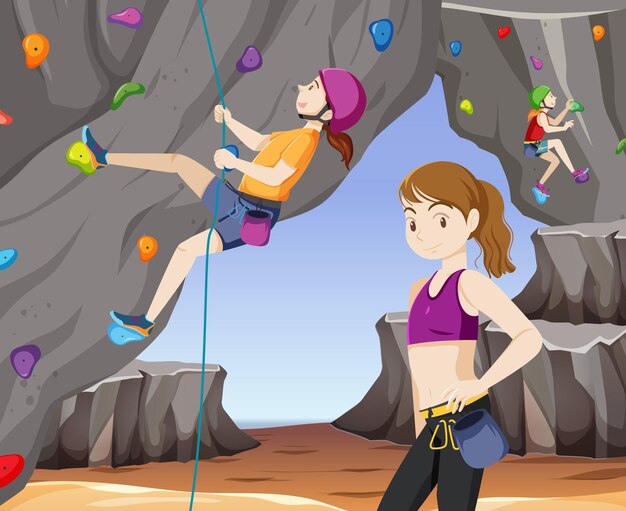 Outdoor rock climbing scene