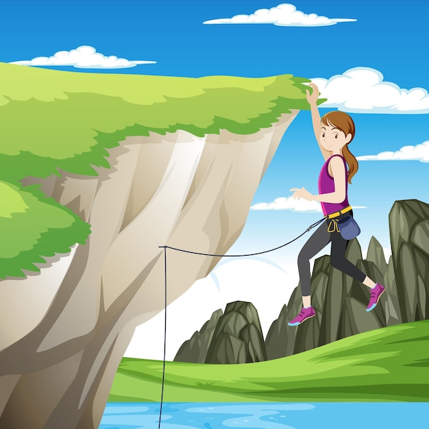 Free vector outdoor rock climbing scene