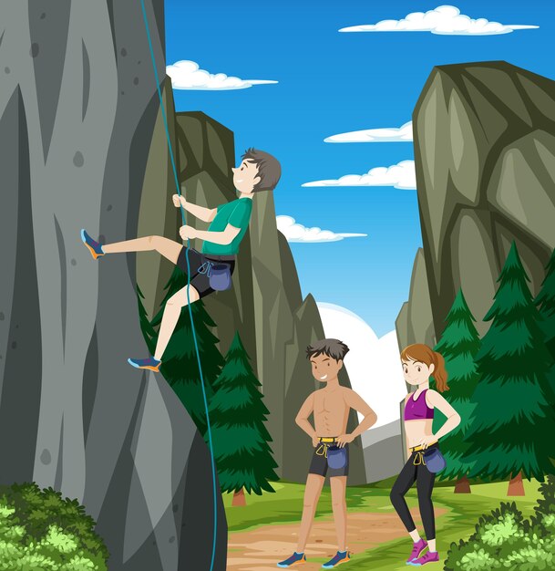 Outdoor rock climbing scene