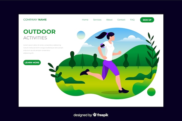 Free vector outdoor running landing page