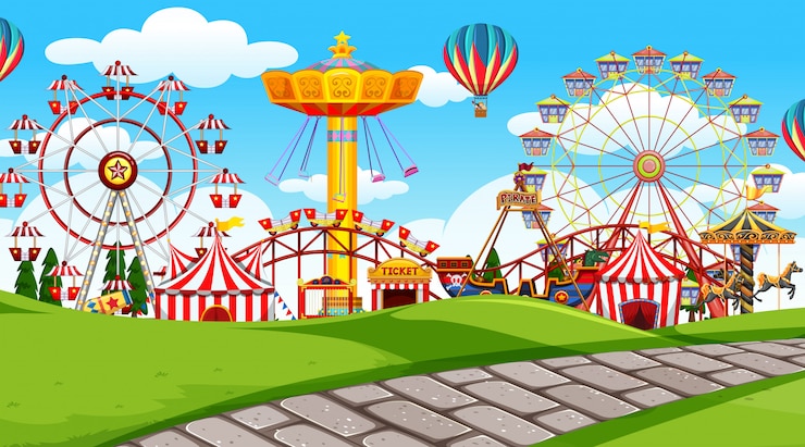 Free Vector outdoor scene with amusement park