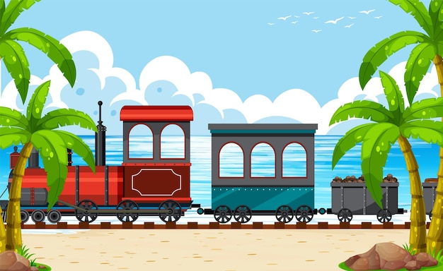 Free vector outdoor scene with a steam locomotive train