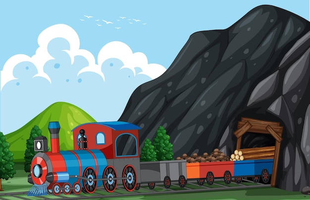 Free vector outdoor scene with a steam locomotive train