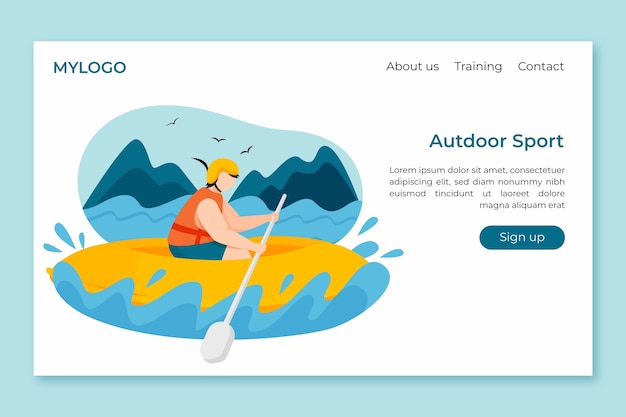 Outdoor sport landing page flat design template