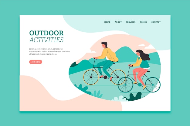 Outdoor sport landing page flat design