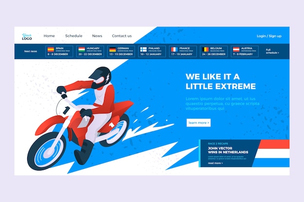 Modello di landing page per sport all'aperto