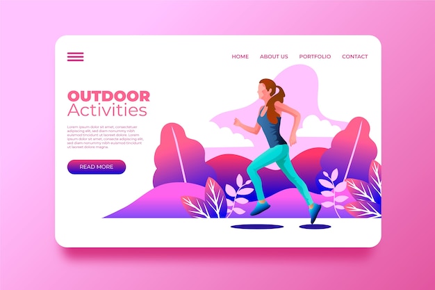 Free vector outdoor sport landing page template