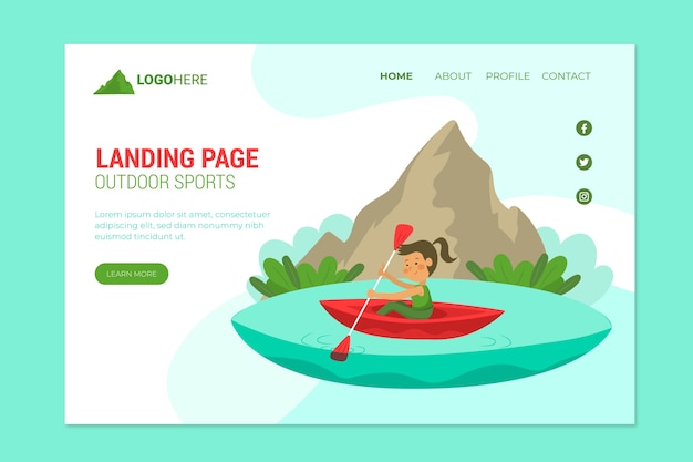 Modello di landing page per sport all'aperto