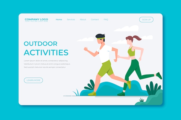 Free vector outdoor sport landing page template