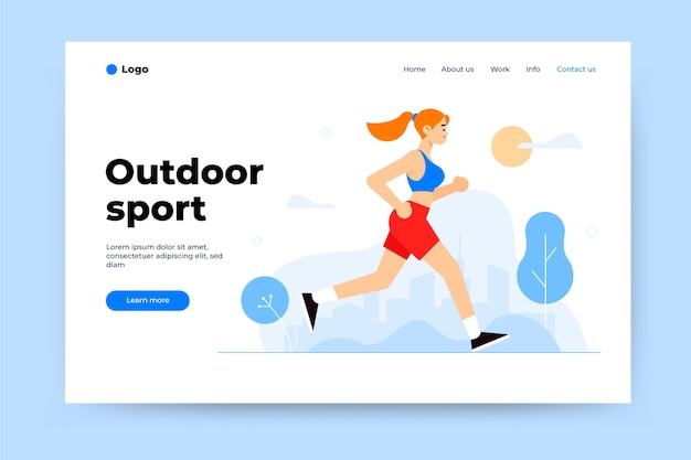 無料ベクター 屋外スポーツのランディングページテンプレート