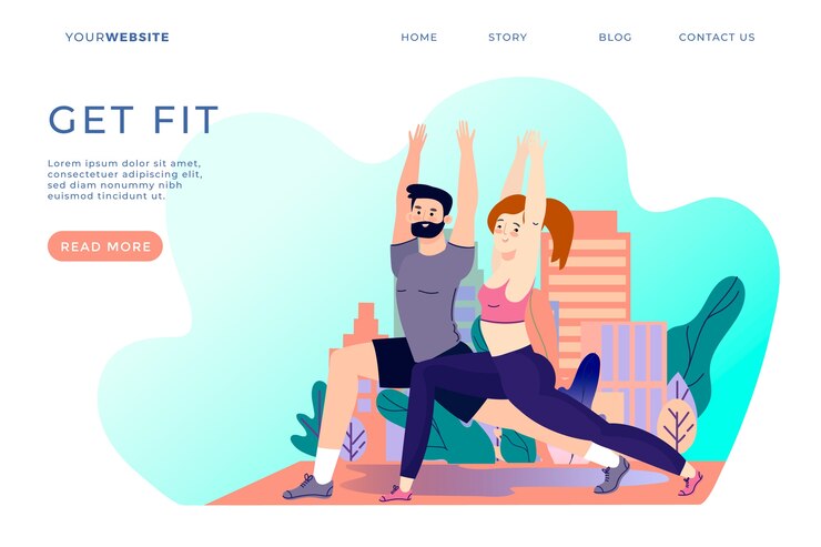 Free Vector outdoor sport landing page