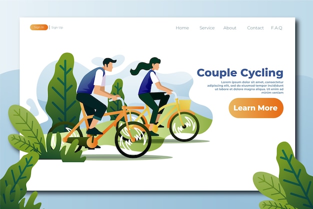 Outdoor sport template  flat design landing page