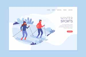 Vettore gratuito design piatto pagina di destinazione modello sport all'aperto