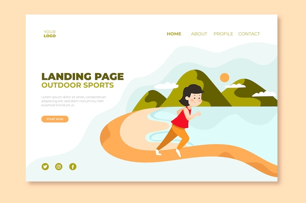 Free vector outdoor sport template landing page