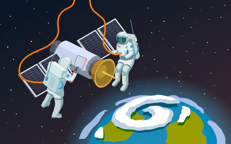 Free Vector outer space astronauts composition