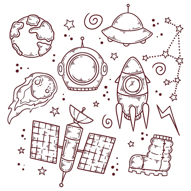 Free vector outer space doodle illustration