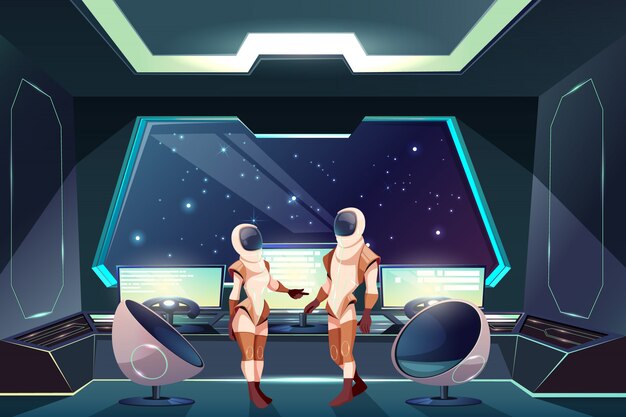 外の宇宙探検家や旅行者の漫画のイラスト