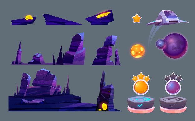 outer space game level ui design creation kit