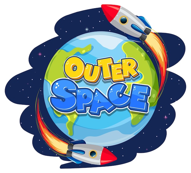 Vettore gratuito logo dello spazio esterno con astronave