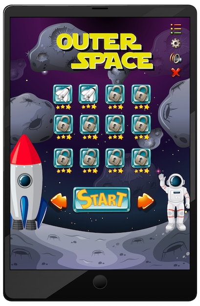 タブレット画面での宇宙ミッションゲーム