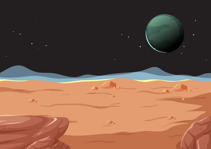 ฟรี Vector outer space surface landscape with planet