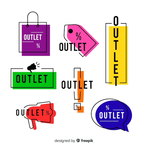 Vettore gratuito collezione di etichette outlet