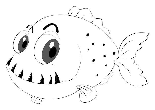 날카로운 이빨을 가진 물고기를 위한 윤곽선 동물
