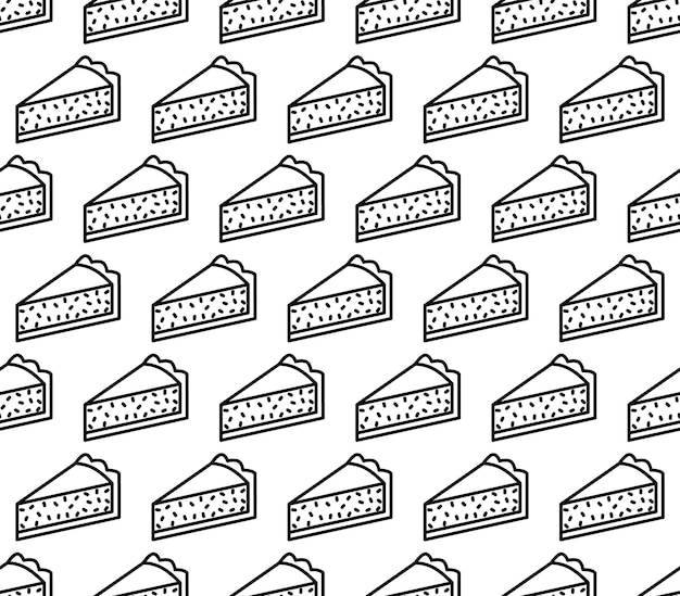 Outline apple pie seamless pattern isolated on white background. esp